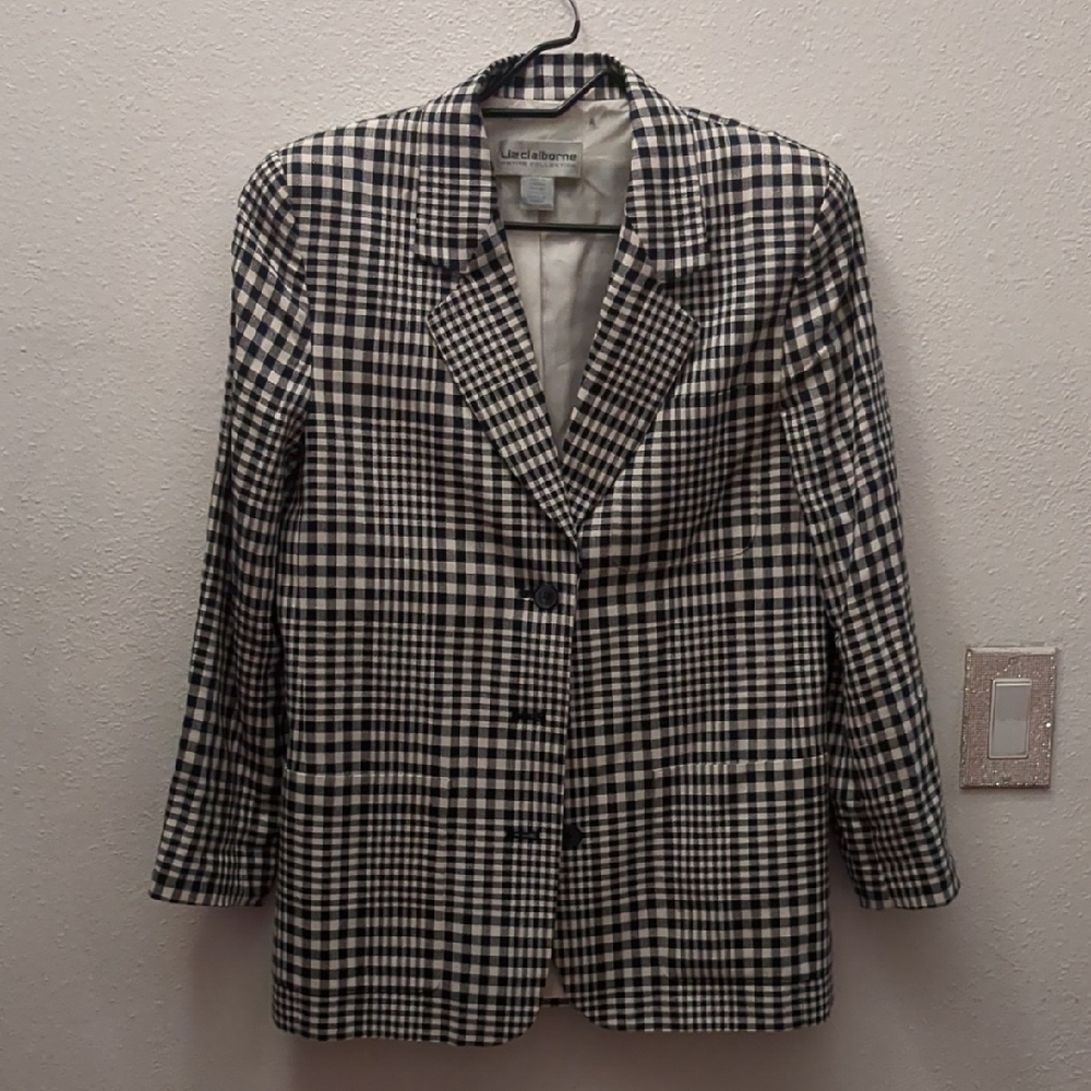 Liz Claiborne Black and White Checkered Blazer
